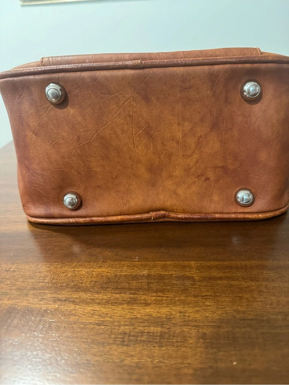 Vintage 1970s Samsonite Cognac Faux Leather Travel Messenger / Flight Bag